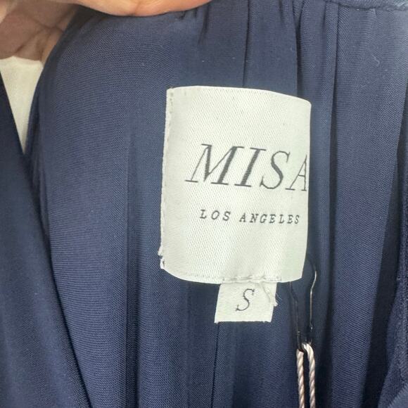 MISA Los Angeles Domino V-Neck Knot Front Maxi Dress in Navy Blue Size S NWT - Picture 12 of 12